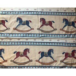 Vintage Cannon Pillow Shams Covers Set of 2 Cotton Bl Rocking Horses Nov…